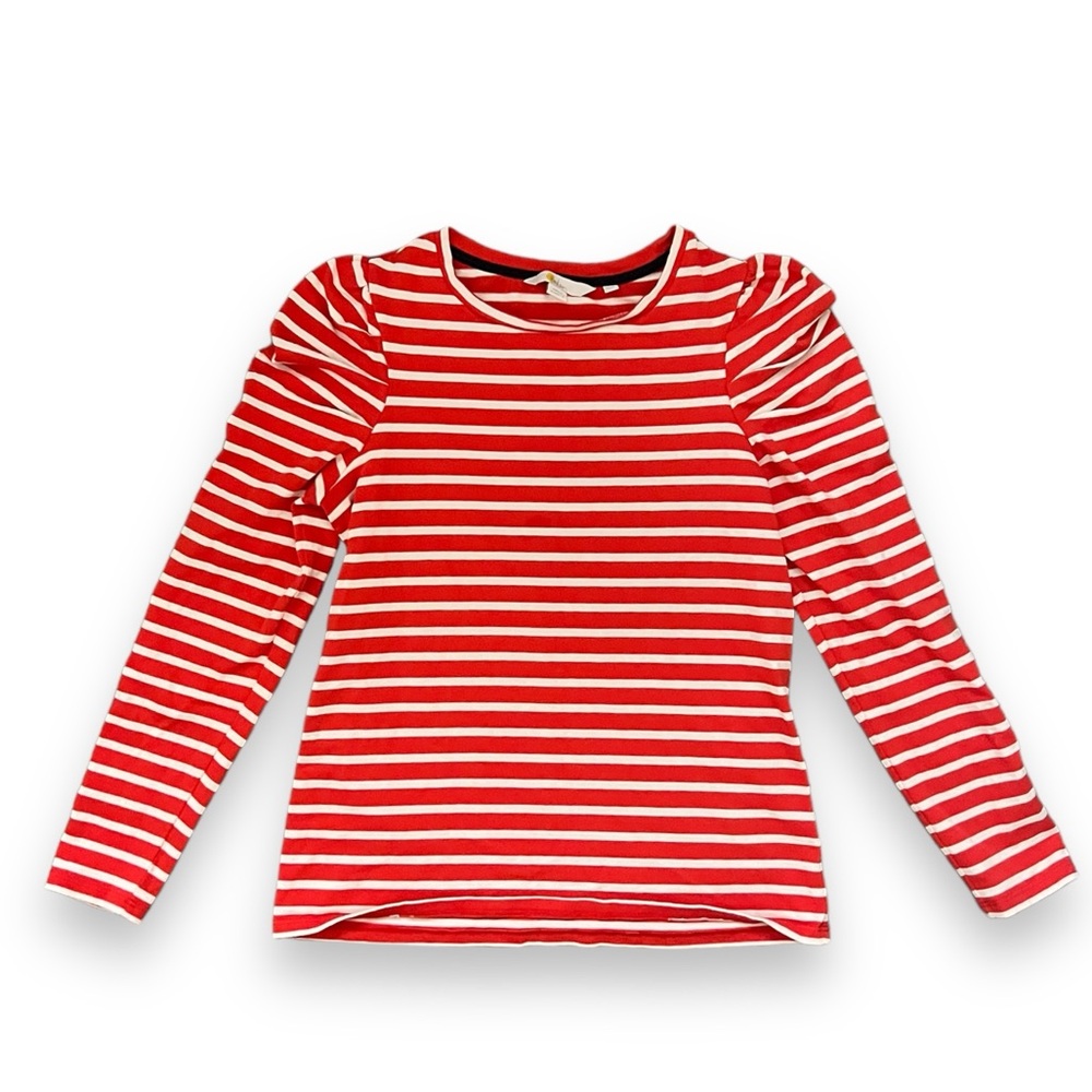 Boden Puff Shoulder Striped Nautical Long Sleeve Top